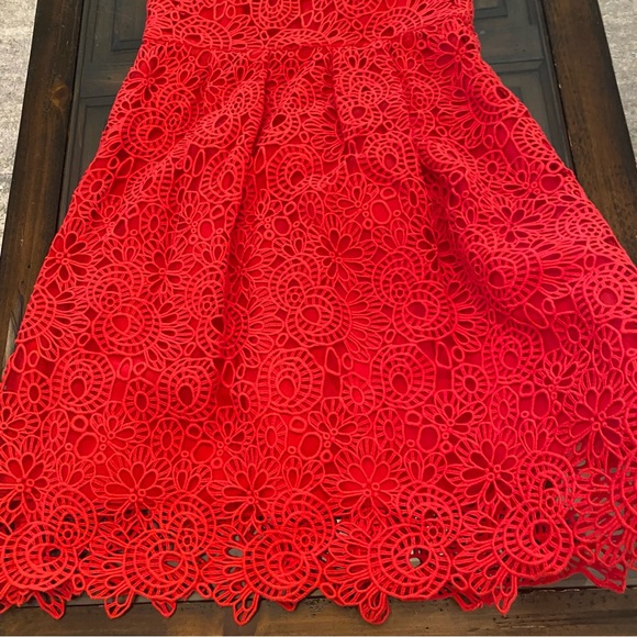 Lela Rose Cap Sleeve Jewel Neckline Guipire Lace Dress size 10 - Picture 8 of 11